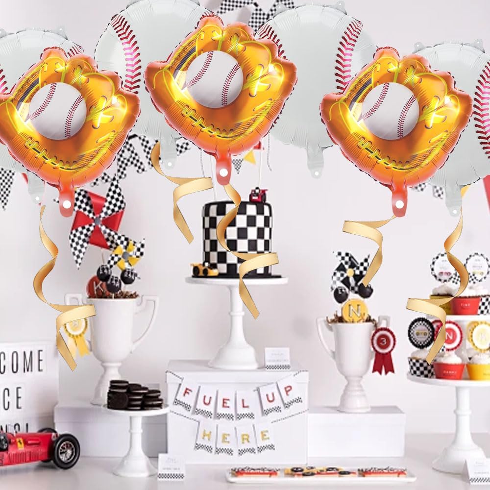 8 PCS 18 Inch Baseball Balloons Party Favors Birthday Party Decorations Supplies Baseball Lover Sport Glove Giant Balloons Christmas Mylar Foil Helium Aluminum Balloon Baby Shower Gender Reveal Theme