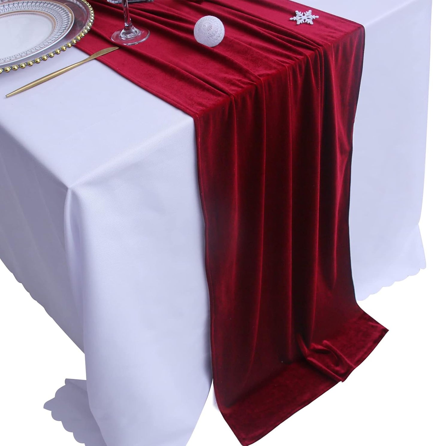 Velvet Table Runner ,Soft Luxurious Fall Table Runners 120 Inches Long,for Wedding Bridal Shower Thanksgiving Christmas Decoration,20*120 Inches, Burgundy
