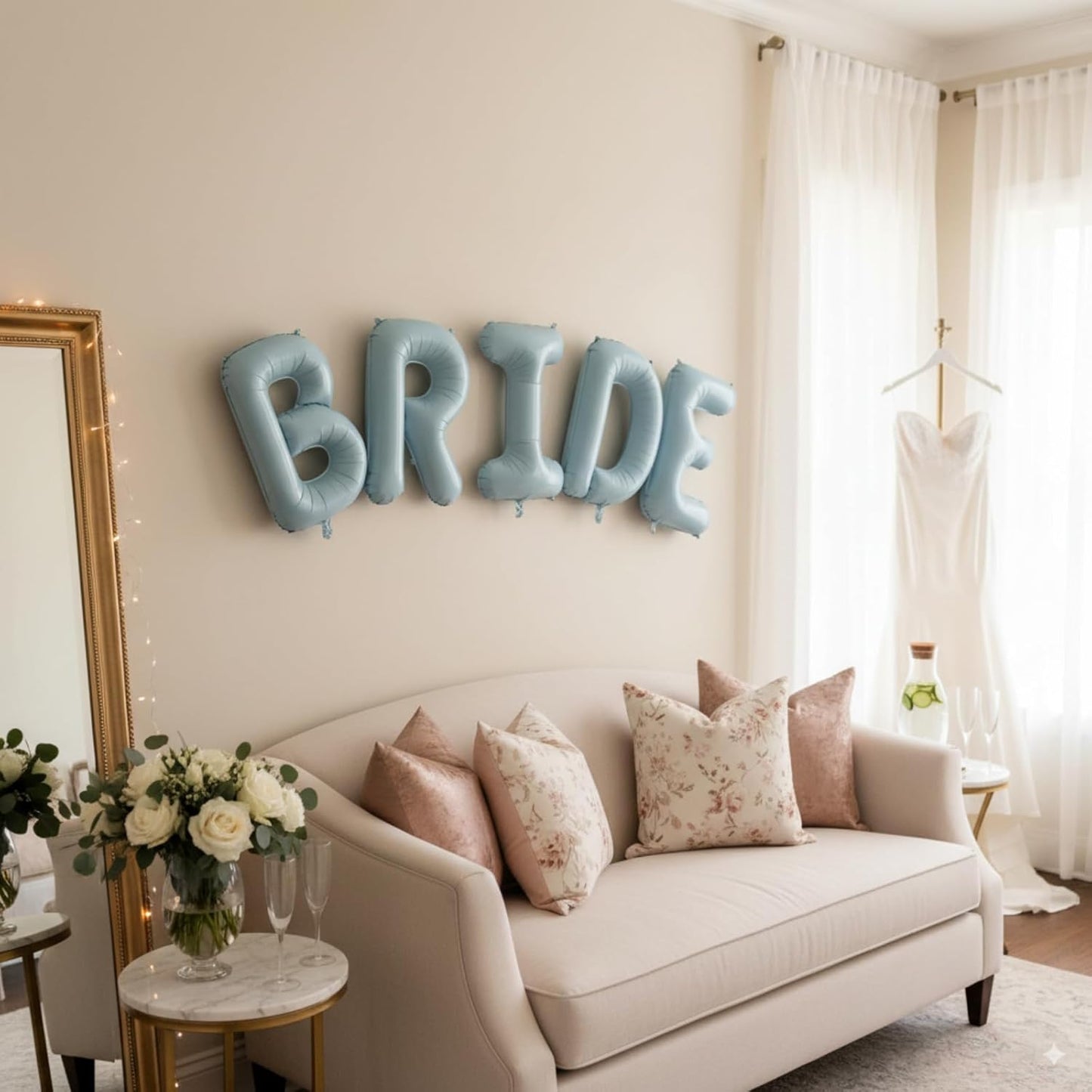 40 Inch Baby Blue BRIDE Balloons, Large Light Pastel Bride Foil Helium Balloon Banner for Bachelorette Something Blue Before I Do Bridal Shower Wedding Engagement Bride To Be Party Decorations