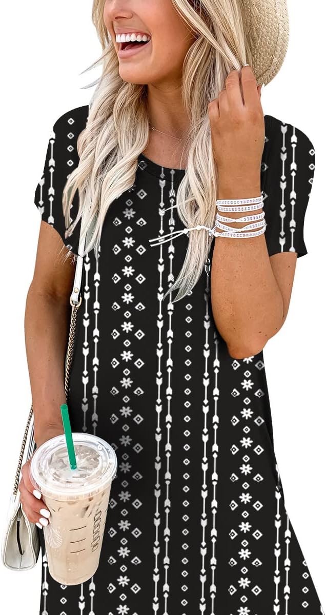 ANRABESS Womens Summer Maxi Dress Short Sleeve Casual Loose Long T Shirt Dresses Split Vacation Beach Sundress Travel Outfits