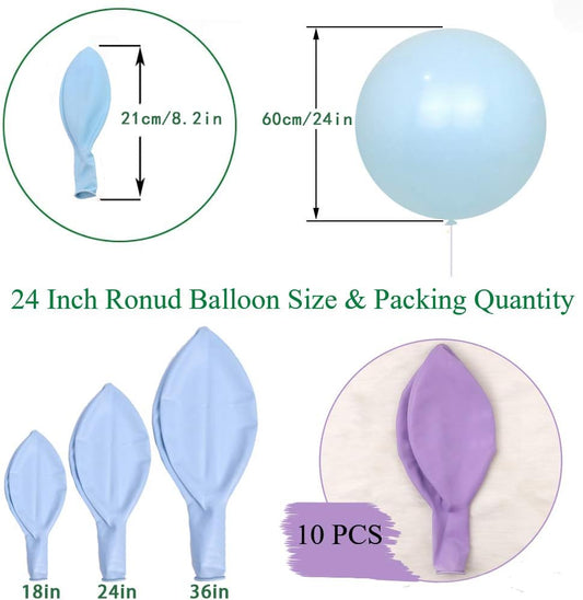 24 Inch Latex Round Balloons 10 Pack Macaron Purple Thick Big Balloons for Photo Shoot Wedding Baby Shower Birthday Party Decorations by IN-JOOYAA