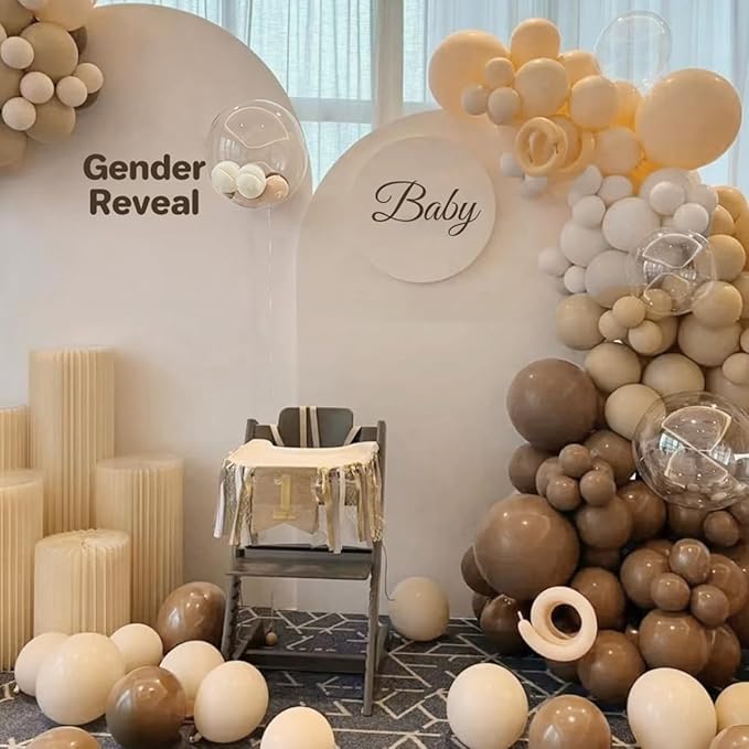 Boho Brown Balloon Garland Arch Kit, 167Pcs Latex Neutral Balloons Different Sizes 18 12 10 5 inch for Baby Shower Birthday Bridal Shower Wedding Party Decorations