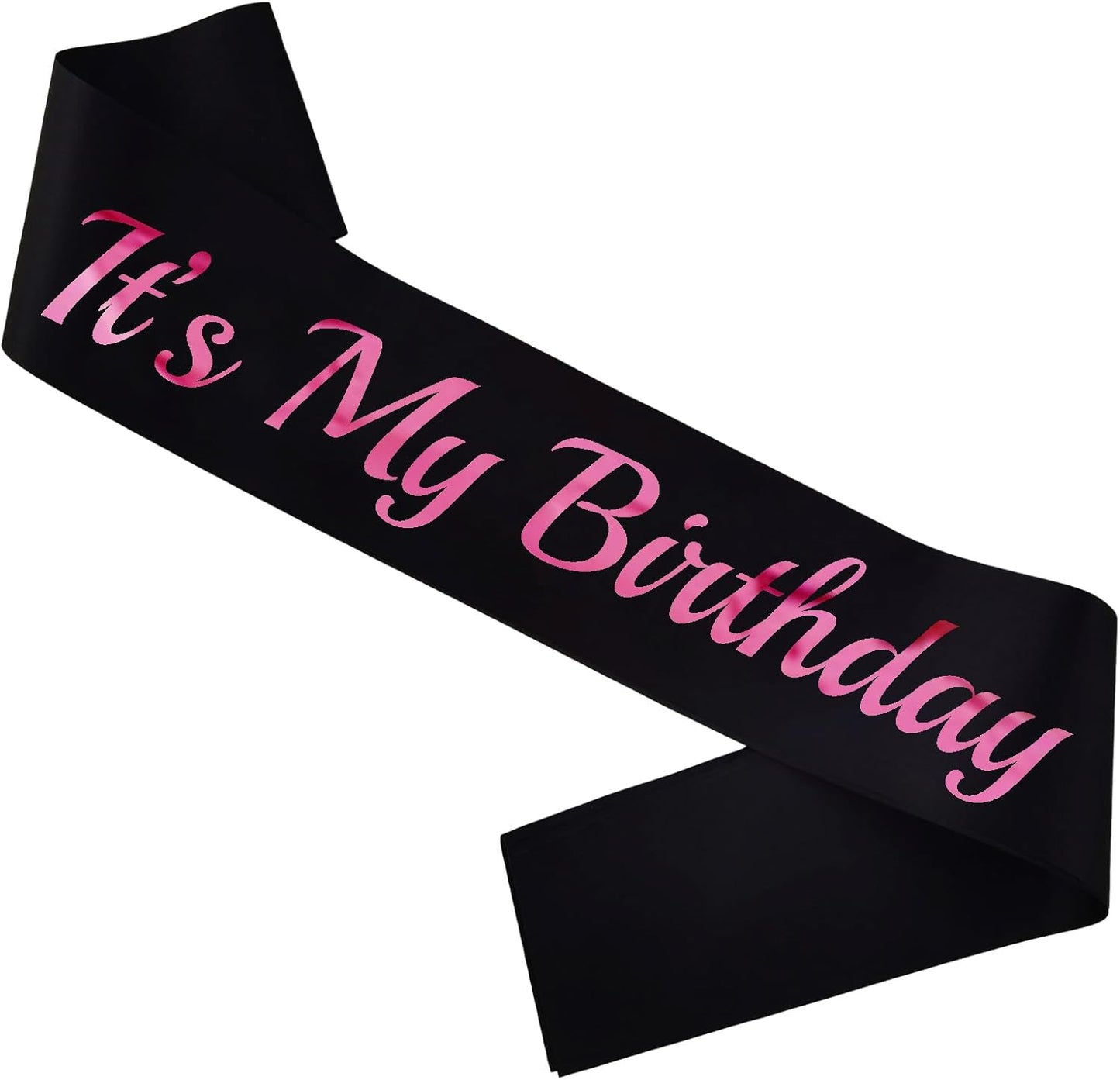 It's My Birthday Sash Black, Pink Foil Birthday Sash for Women or Girl 16th 18th 21st 30th Bday Sash Gift Ideas Funny Birthday Party Decorations