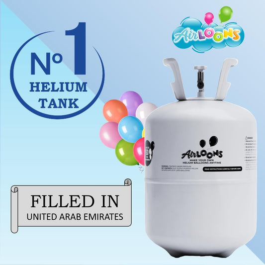 Airloons Helium Balloon Kit with 7.5 Cu Ft Tank – Includes 30 Multicolor 9 inch Latex Balloons, Ribbon & Easy to Fill Nozzle – Easy Setup for Birthdays, Weddings, Baby Showers, DIY Party Décor