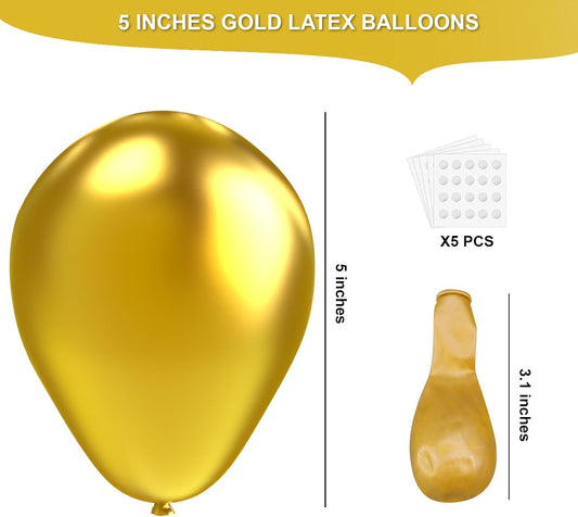 Gold Metallic Chrome Latex Balloons, 150pcs 5 inches Round Helium Gold Metallic Chrome Balloons for Birthday Baby Shower Wedding Birthday Party Decorations