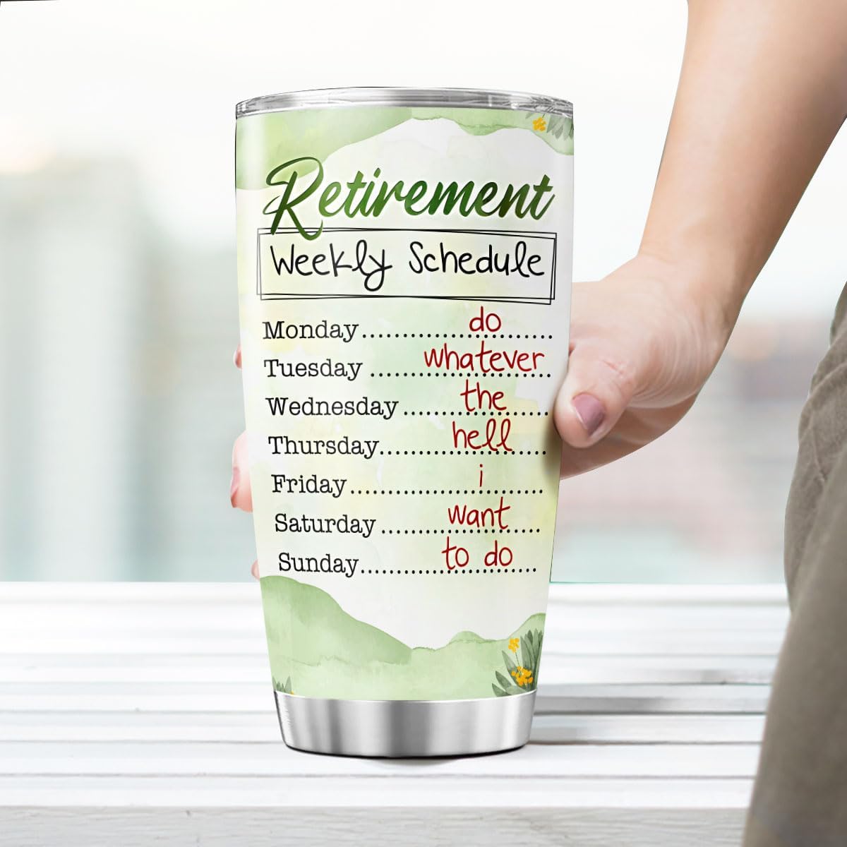 Funny Retirement Gift for Women and Men, Humorous Weekly Schedule Quote Design 20oz Stainless Steel Insulated Tumbler, Ideal for Retired Coworkers, Friends, Parents, Farewell Present