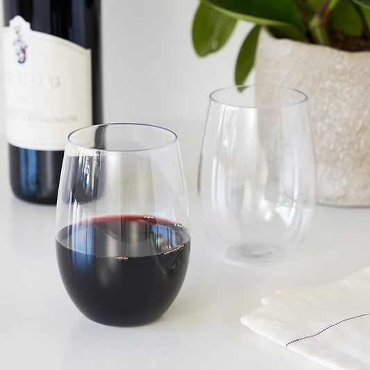 True Flexi Shatterproof Stemless Wine Glass, Reusable and Flexible Plastic Drinking Glass for Red and White Wines, Picnic, Camping, BBQ, Beach, Outdoor Party, Housewarming Gift, 15 oz, Set of 1