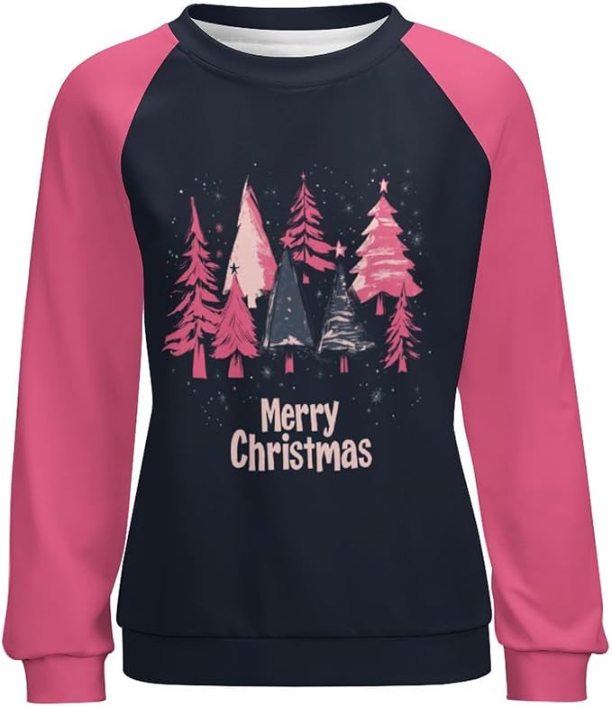 LOAIHA Christmas Sweatshirts for Women Christmas Tree Graphic Shirt Xmas Long Sleeve Merry Christmas Pullover Blouse