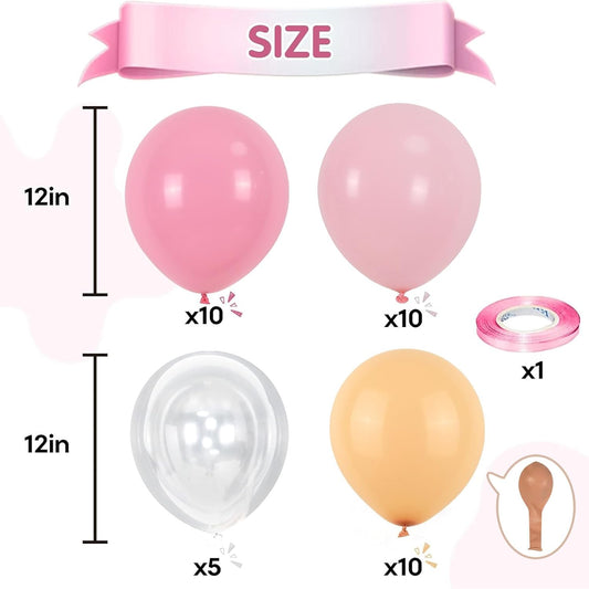 Pink Beige Balloons, 12 inch Light Pink Apricot with Transparent Clear Balloons for Girl Baby Shower Wedding Birthday Gender Reveal Bridal Shower Decorations