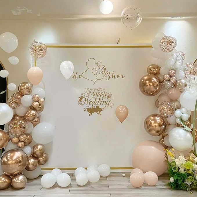White Champagne Gold Balloon Garland Arch Kit, 167Pcs Neutral Balloons for Engagement Bridal Shower Wedding Baptism Baby Shower Boho Birthday Anniversary Decoration