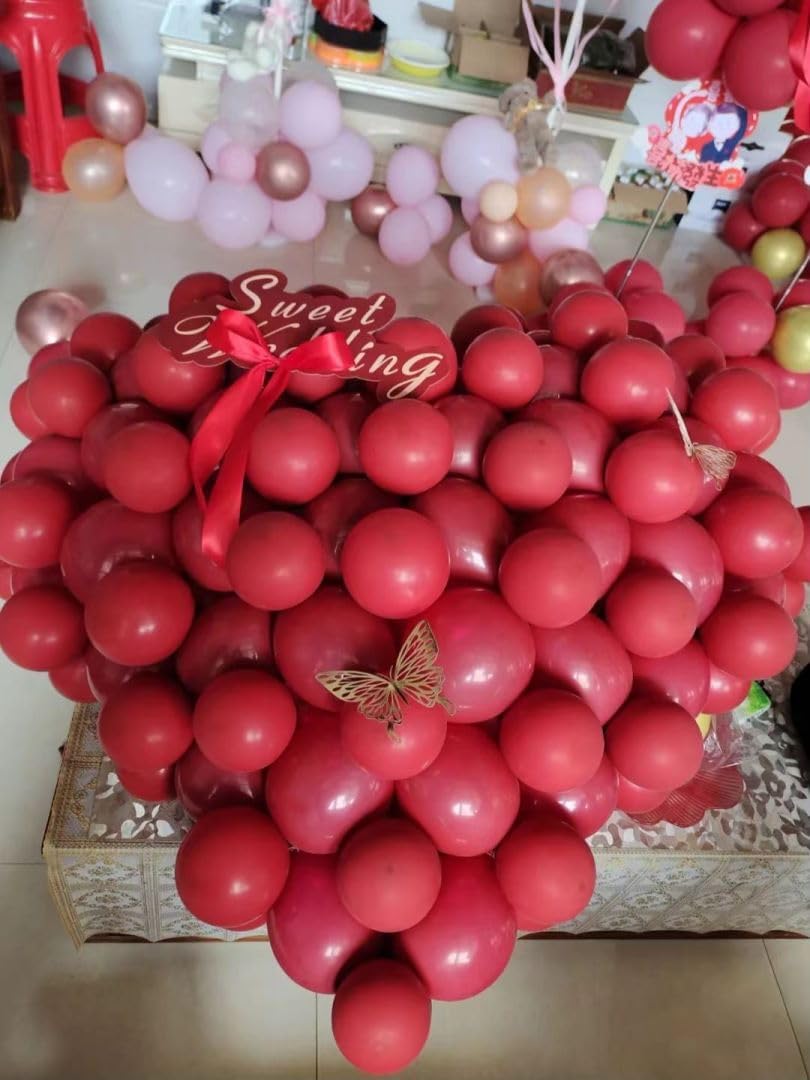 Ruby Red Balloons 100 pcs Dark Red Latex Balloon Different Sizes 18 12 10 5 Inch Premium Helium Balloons for Balloon Garland Arch Birthday Party Wedding Valentine's Day Christmas Decorations