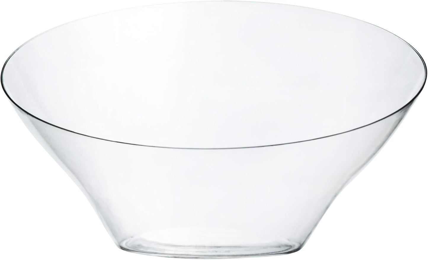 PLASTICPRO Disposable Angled Plastic Bowls Round Medium Serving Bowl, Elegant for Party's, Snack, or Salad Bowl, Clear Pack of 4