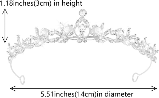 Crystal Tiaras & Crowns for Women, Bride Royal Queen Headband Princess Headpieces for Birthday Cake Crown & Prom Pageant Party