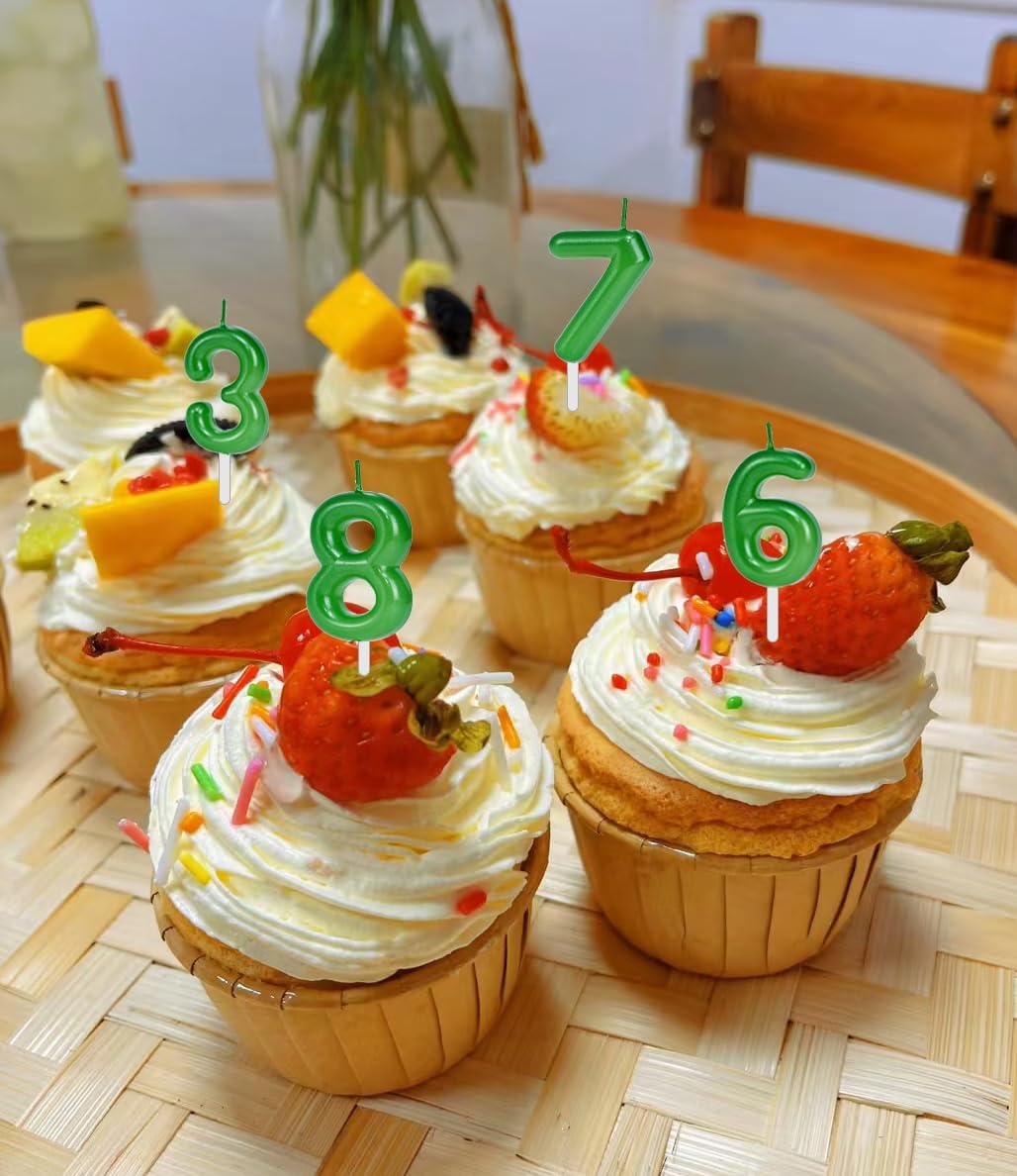 Green Number 8 Birthday Candles, Cake Toppers for Birthday/Baby Shower/Anniversary/Wedding Party Celebrating/Decorating. (Green Number 8)