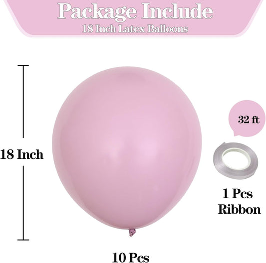 KALOR 18 inch Pastel Pink Balloons, 10pcs Thick Latex Round Helium Balloons for Birthday Family Party Wedding Party Baby Shower Decoration Supplies