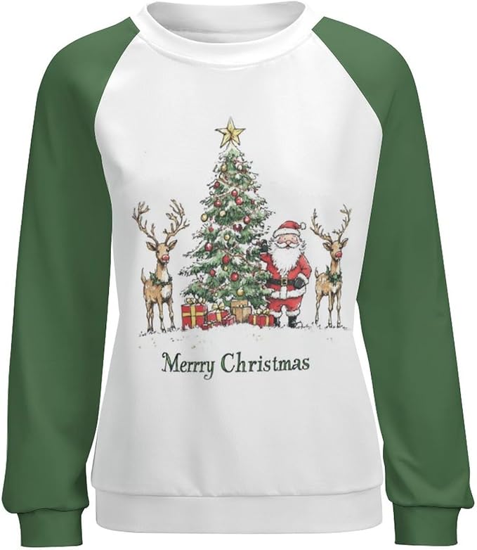LOAIHA Christmas Sweatshirts for Women Christmas Tree Graphic Shirt Xmas Long Sleeve Merry Christmas Pullover Blouse
