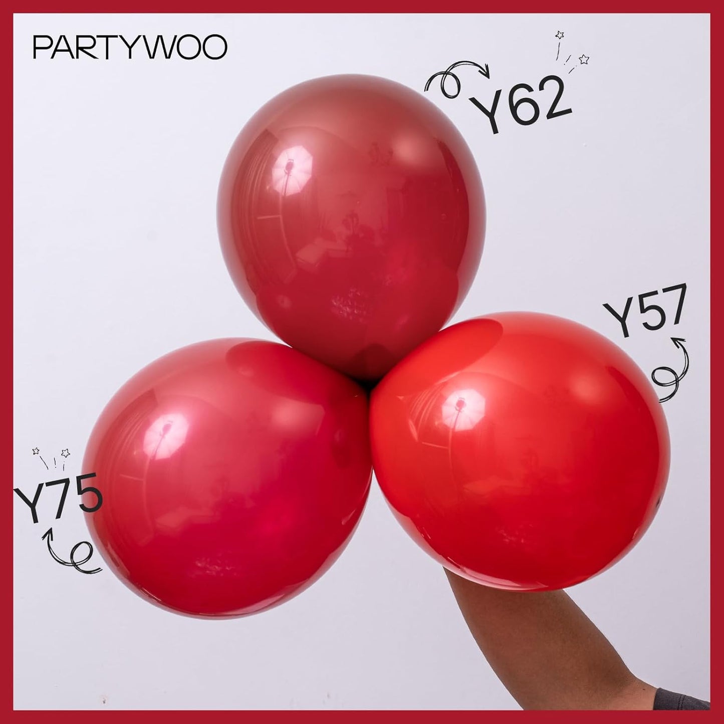 PartyWoo Red Balloons 100pcs 5 Inch Small Mini Matte Red Latex Balloons for Birthday Graduation Bachelorette Citizenship Anniversary Strawberry Cherry Casino Movie Theme Party Decorations Red-Y57