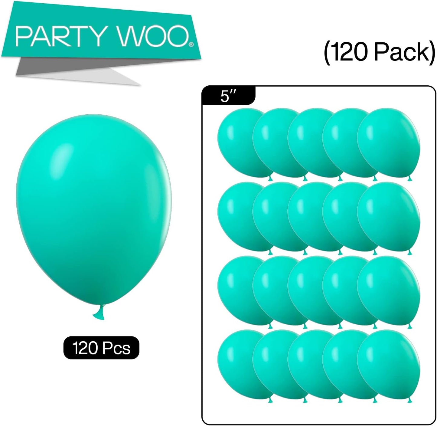 PartyWoo Teal Balloons 100pcs 5 Inch Turquoise Dark Teal Latex Balloons for Baby Shower Wedding Anniversary Gender Reveal Graduation Mermaid Birthday Pool Bachelorette Party Decorations Blue-Y69