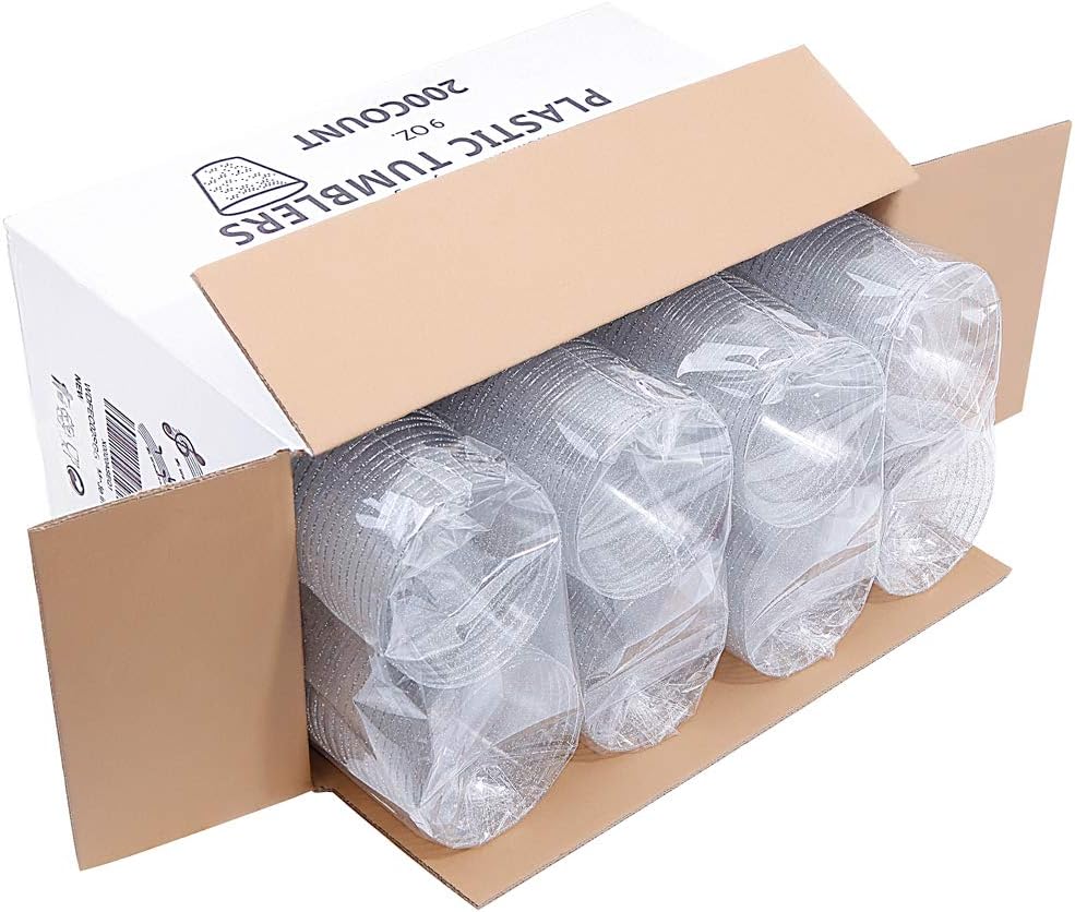 WDF 200pcs 9OZ Silver Cups, Plastic Disposable Premium Wedding Silver Glitter Plastic Cups for Christmas Party