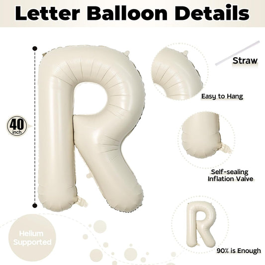 40 Inch Beige MR & MRS Balloons for Wedding Decor, Large Cream Mr and Mrs Foil Balloon Letter, Ivory White Sand Mr to Mrs Banner Sign for Bride Groom Engagement Couple Sweetheart Party Decorations