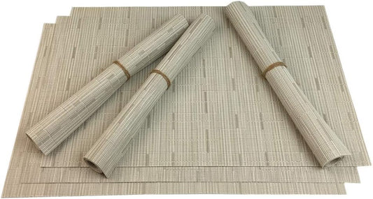 Red-A Placemats Set of 6 for Dining Table Heat-Resistant Washable Place Mats Woven Vinyl Kitchen Table Mats Easy to Clean,Cream