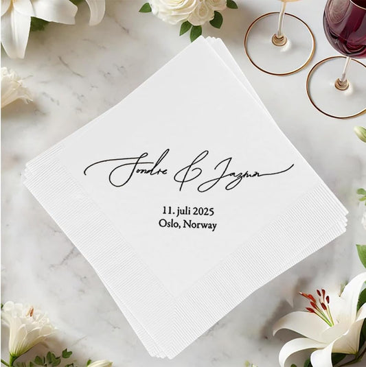 Personalized Wedding Cocktail Napkins, Customized Monogram Wedding Napkin, Custom Dinner Napkins For Bridal Shower, Custom Cocktail Napkin, Engagement Party Decorations, Anniversary Decor
