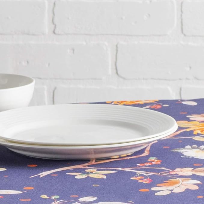 Maison d' Hermine Table Cloth Round Table 100% Cotton 69 Inches Fall Tablecloth Reusable Everyday Use for Thanksgiving Christmas Decorations Dining Farmhouse Party (Kelim - Infinity)