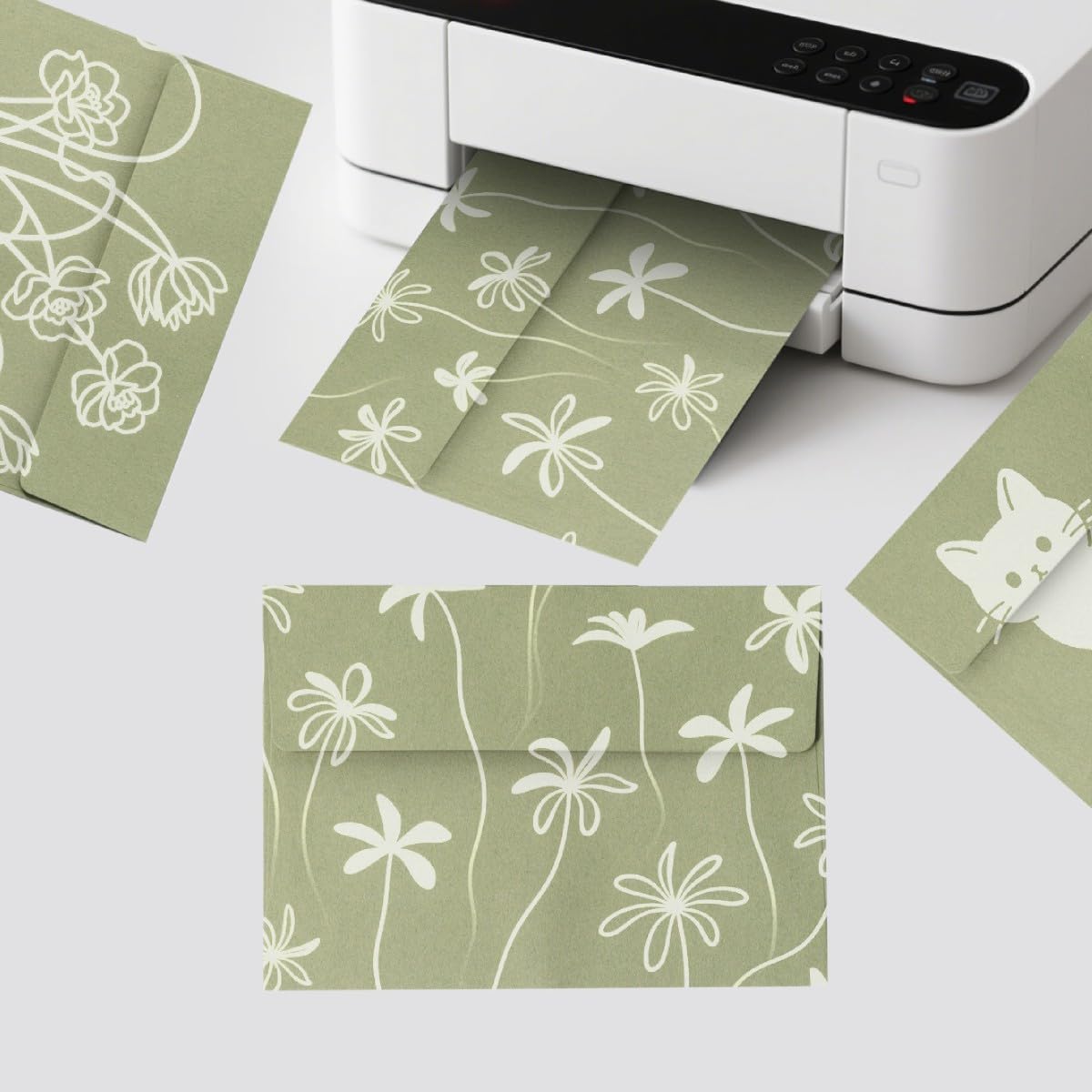 Keketer A4 Sage Green Printable 4x6 Envelopes 70 Pack Self - Seal, for 4x6 Cards, Weddings, Invitations, Baby Shower 4.25 x 6.25 Inches