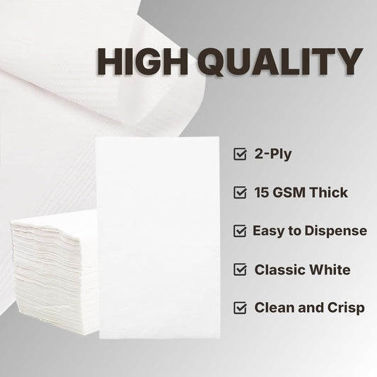 Klex 6.5" x 4" Interfold White Dispenser Napkins, 2-Ply Bulk Paper Napkin - 6000 Count (6 1/2"x8" Unfolded)