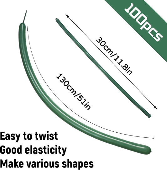 100pcs Sage Green 260 Balloons, Thickening Latex Green 260q Balloon for Animal Model, Long Twisting Balloons for Halloween Xmas Presents, Animal Shape, Birthdays Clowns. (Sage Green)