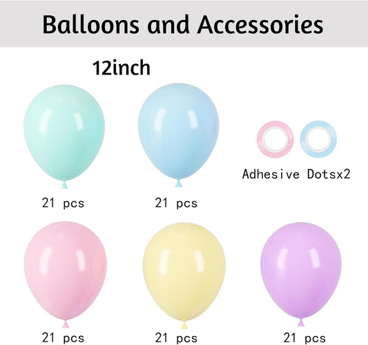 105pcs Pastel Balloons 12inch Party Latex Balloons for Birthday Easter Baby Shower Graduation Wedding Gender Reveal Anniversary Party Decorations