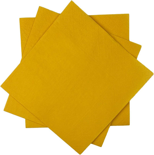 Ginger Yellow Cocktail Napkins 5 * 5inch disposable Beverage Napkin paper for Cocktail, Wedding, Dinner,Birthday Party Dessert Wine Paper Napkins( 120 Count)