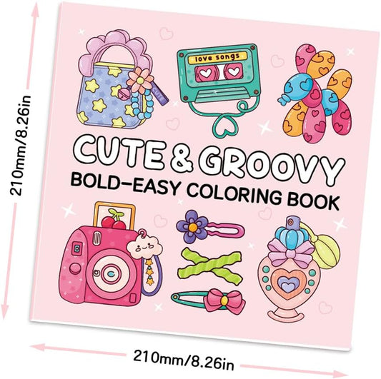 Adorable Coloring Book for Kids Ages 4–8: 40 Unique Single-Sided Pages to Prevent Bleed-Through | Thick Paper for Markers & Crayons | Screen-Free Learning Fun & Family Creative Gift (Cute & Groovy)
