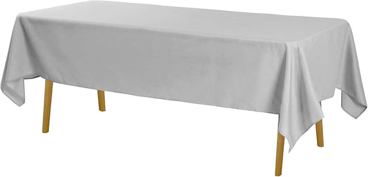 Rectangle Tablecloth 60x120 inch Washable Polyester Fabric Table Cloth for Wedding Party Dining Banquet Decoration(60x120, Silver)