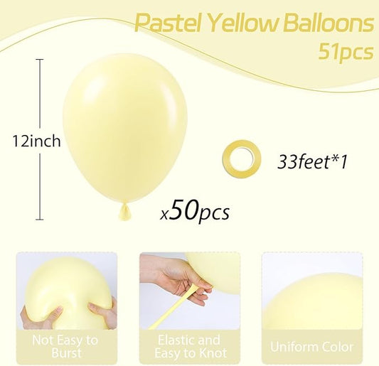 Pastel Yellow balloons 12 inch, Light Yellow Latex Balloons 50pcs Party Balloon for Gender Reveal Baby Shower Birthday Party Decorations