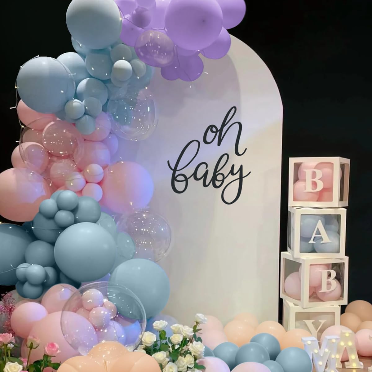 Pink Purple Blue Pastel Balloon Arch Kit, 166Pcs Dusty Blue Macaron Purple Pastel Pink Nude Balloons Garland for Birthday Wedding Baby Shower Party Decorations
