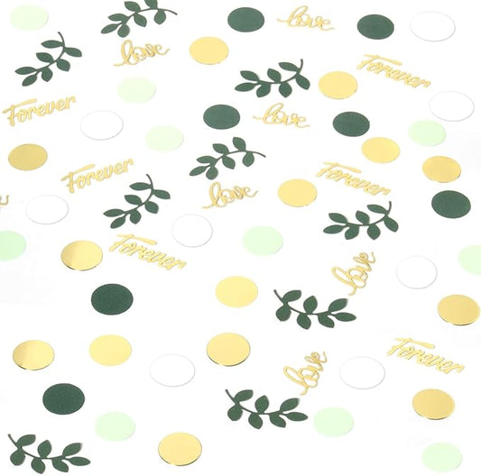 Greenery Wedding Table Confetti,Bridal Shower Decorations,Sage Green Love Confetti for Engagement Table Decorations