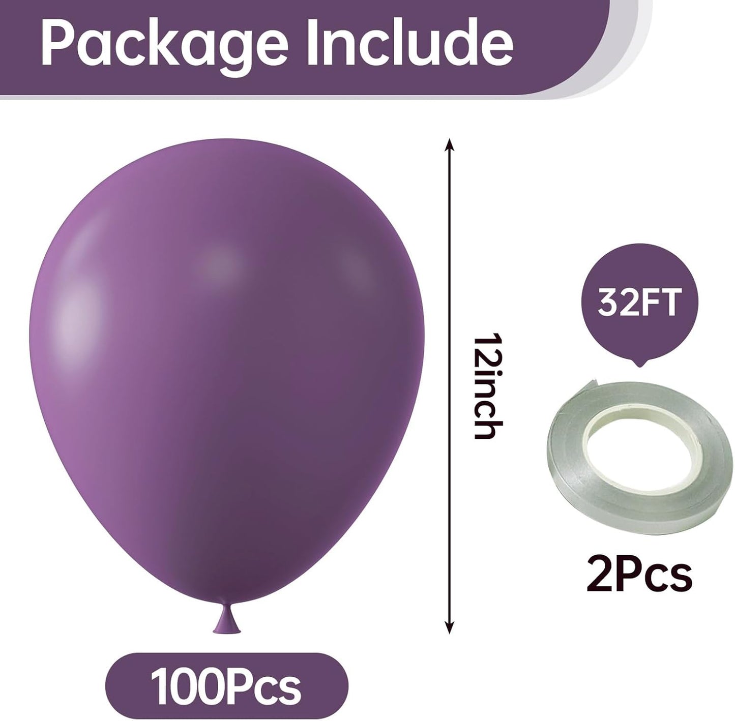 KALOR 10 Inch Retro Purple Balloons, 100 Pcs Latex Helium Balloons for Kid's Birthday Party Baby Shower Wedding Graduation Graduation Party Decorations
