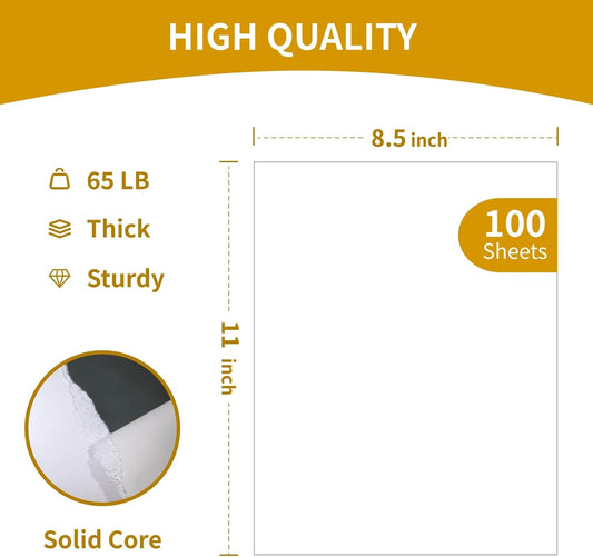 100 Sheets White Cardstock 8.5 x 11, Creebe 65lb White Card Stock Printer Paper for Invitations, Office, Certificate