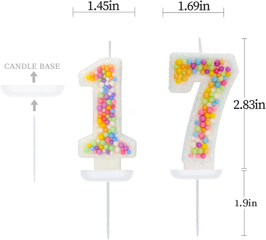 17th Birthday Candle for Cake, Colorful Macaron Numeral Candles for Boys/Girls, Theme Birthday Party Cake Decorations, Cake Topper for Birthday Party Supplies (Number 17)