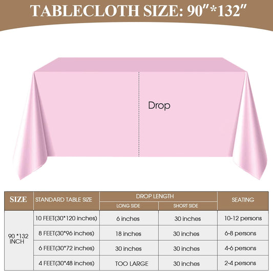 Rectangle Tablecloths 90x132 Inch 2 Pack Pink Tablecloth Washable Decorative Linen Polyester Table Cloths for Dining Table Banquets Buffet Parties and Wedding