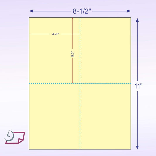 NextDayLabels - 8-1/2" x 11" Laser/Inkjet Postcards 4 Per Page, (4-1/4" x 5-1/2" Each Card | Canary, 1000 Cards)