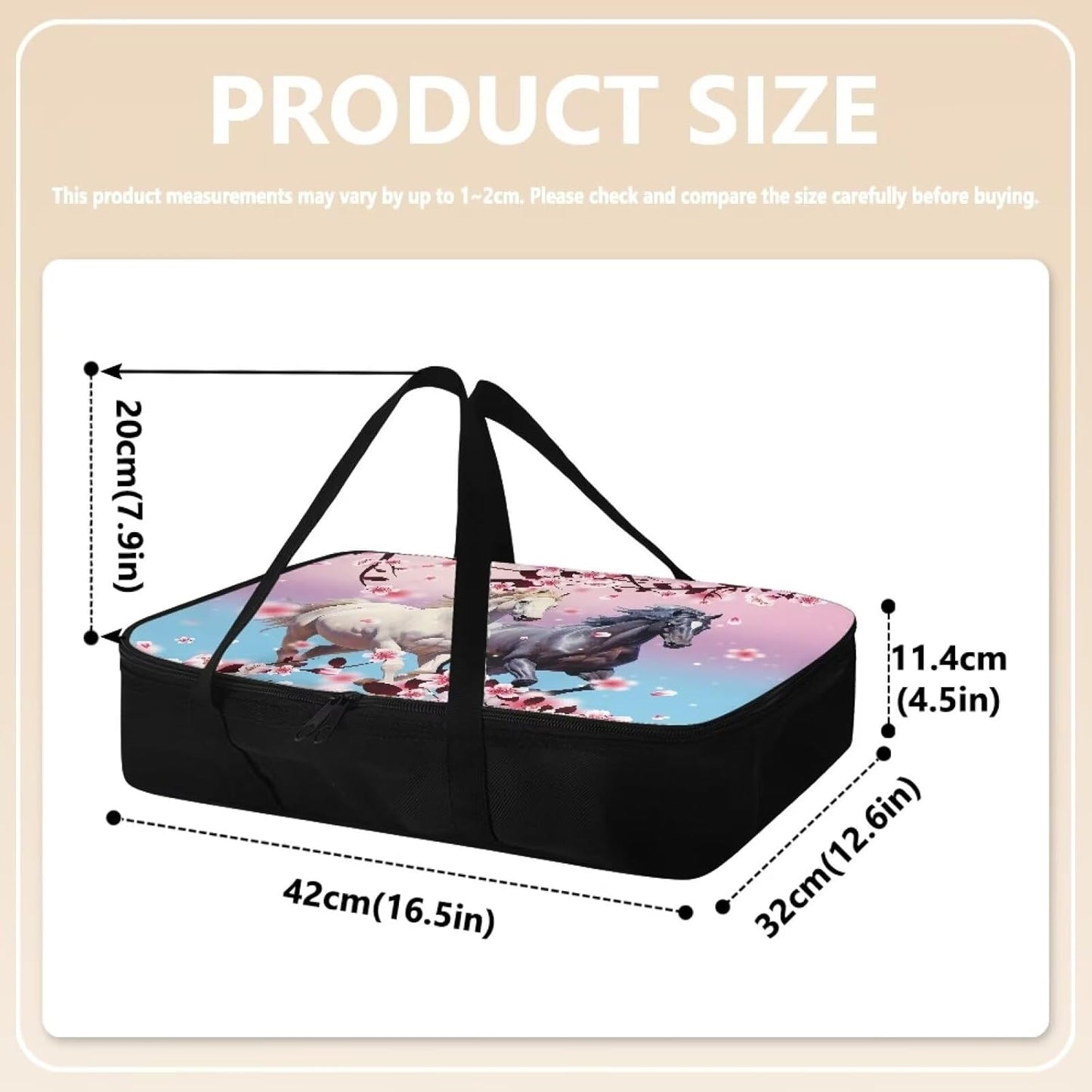 Horse Insulated Casserole Carriers Casserole Dish Carrying Case Lasagna Holder Tote Zip Food Carriers Carrier for Hot or Cold Food for Travel Potluck Parties Picnic Cookouts Beach