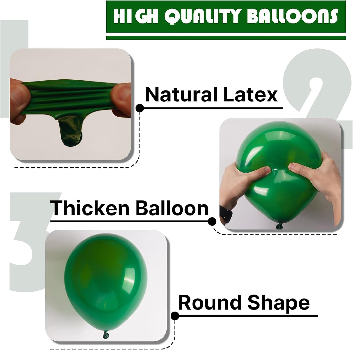 PartyWoo Dark Green Balloons 100pcs 5 Inch Emerald Hunter Forest Green Balloons for Wedding Boy Baby Shower Birthday Christmas Graduation Dinosaur Jungle Golf Theme Party Decorations Green-Y56