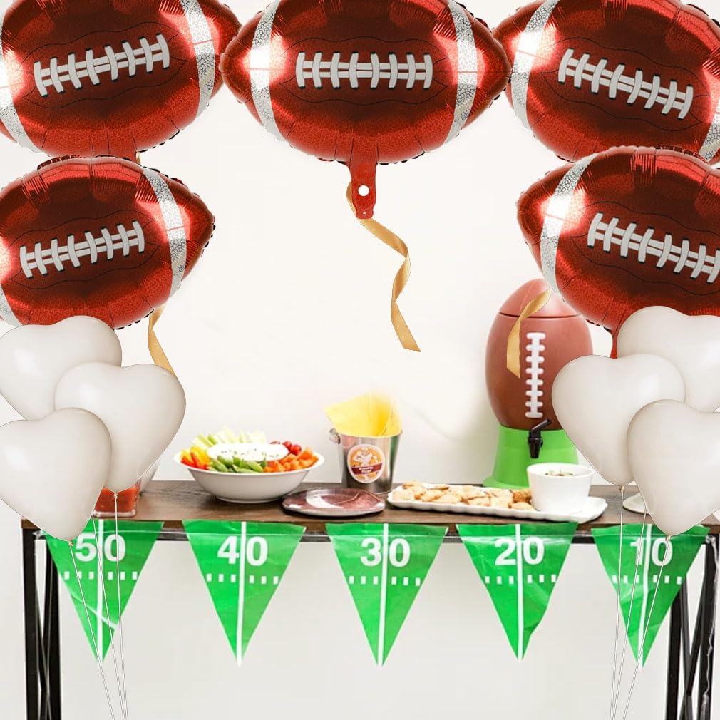 12 PCS 18 Inch Football Balloons Birthday Party Favors Supplies Rugby Ball Balloons Football Themed Party Decorations Large Giant Sports Balloon Superbowl Christmas Mylar Foil Helium Aluminum Balloon