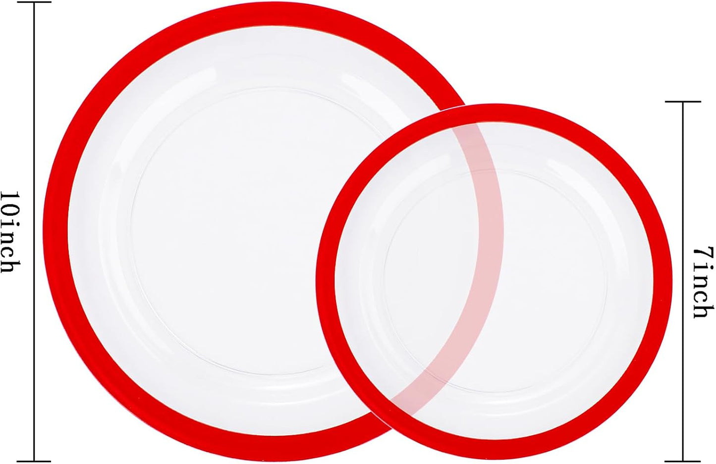 U-QE 120PCS Red Plastic Plates for Party - Christmas Plates Disposable Heavy Duty - Fancy Disposable Plates Include 60 10" Dinner and 60 7" Dessert Platos for Party & Wedding