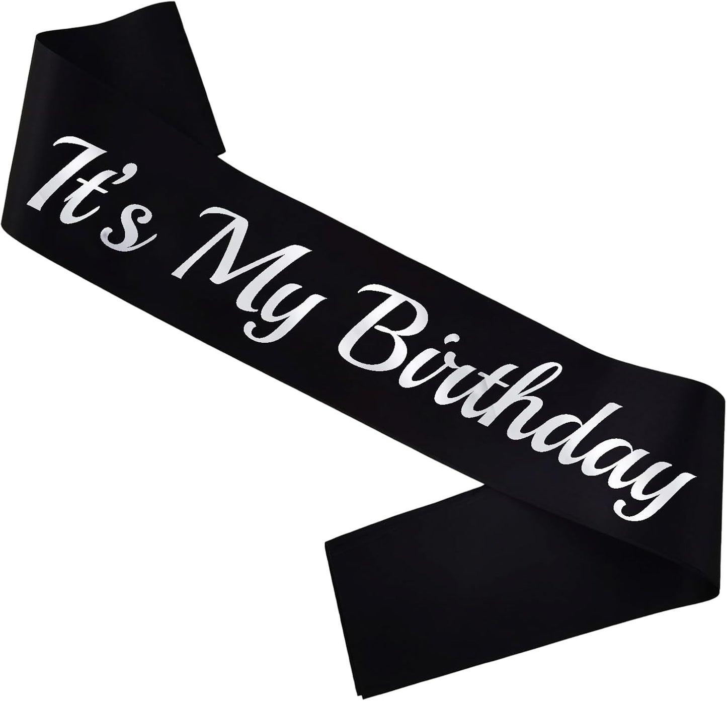 It's My Birthday Sash Black, Silver Foil Birthday Sash for Women or Men 16th 18th 21st 30th Bday Sash Gift Ideas Funny Birthday Party Decorations