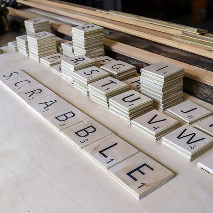 Scrabble Tile Letter Stencils 4 Inch - 28 Pack Scrabble Style Alphabet Stencil Templates for Painting on Wood, Reusable Plastic Stencils for Crafts Making & Wall Art Decorations