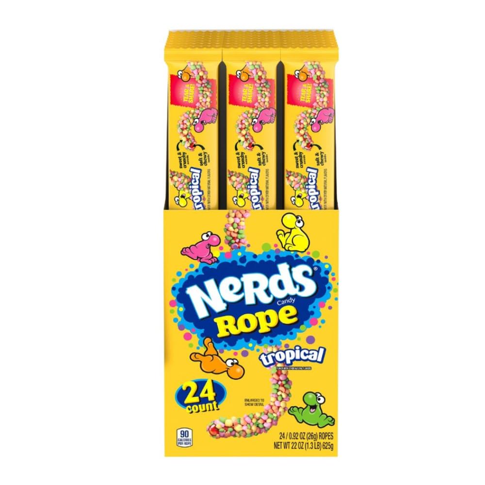 Nerds Rope Candy, Tropical Flavor, 0.92 Ounce Ropes (Pack of 24)