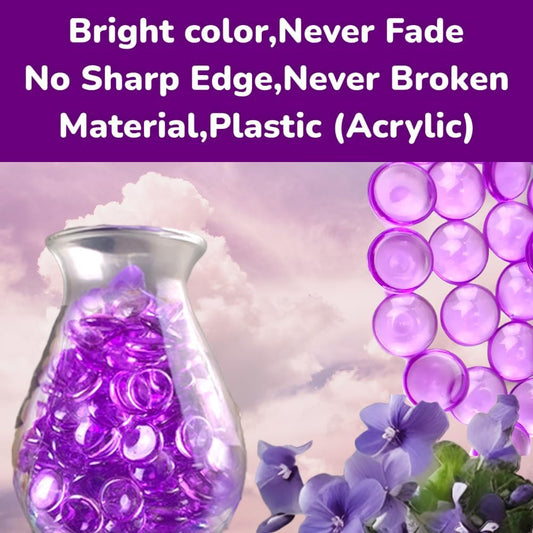 HappyFiller Fall Christmas Decor 630 PCS 0.6 inch Bright Purple Acrylic Flat Marbles No Broken Vase Fillers,Makeup Brush Holder Pebbles,Wedding Centerpieces Party Confetti,Home Accents